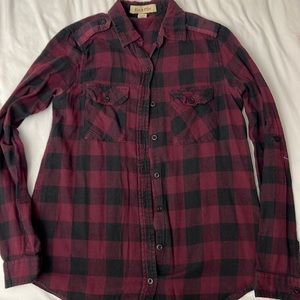 maroon plaid button up